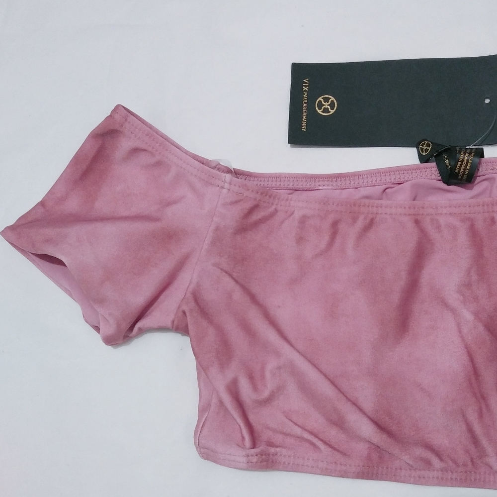 ViX Off-The-Shoulder Bikini Top Pink Tie Dye Print